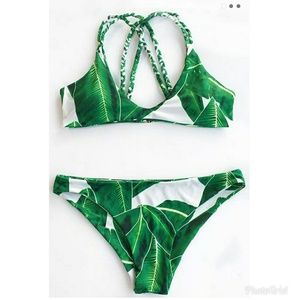 Cupshe Jade Leaves Bikini Set NWT